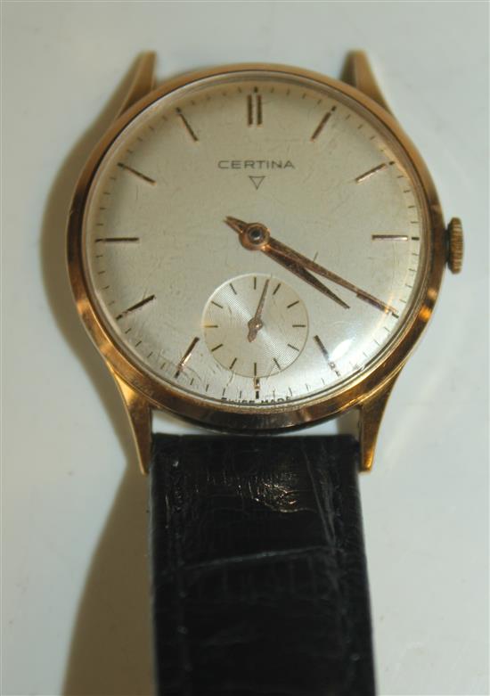 Certina gents wristwatch with baton numerals & subsidiary seconds dial, on leather strap(-)